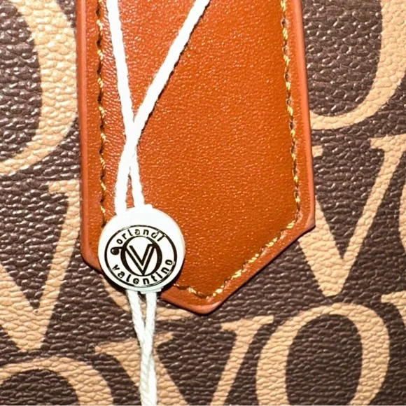 Valintino Orlandi Brown Logo Tote Bag with adj. crossbody shoulder strap NWT - Picture 7 of 10